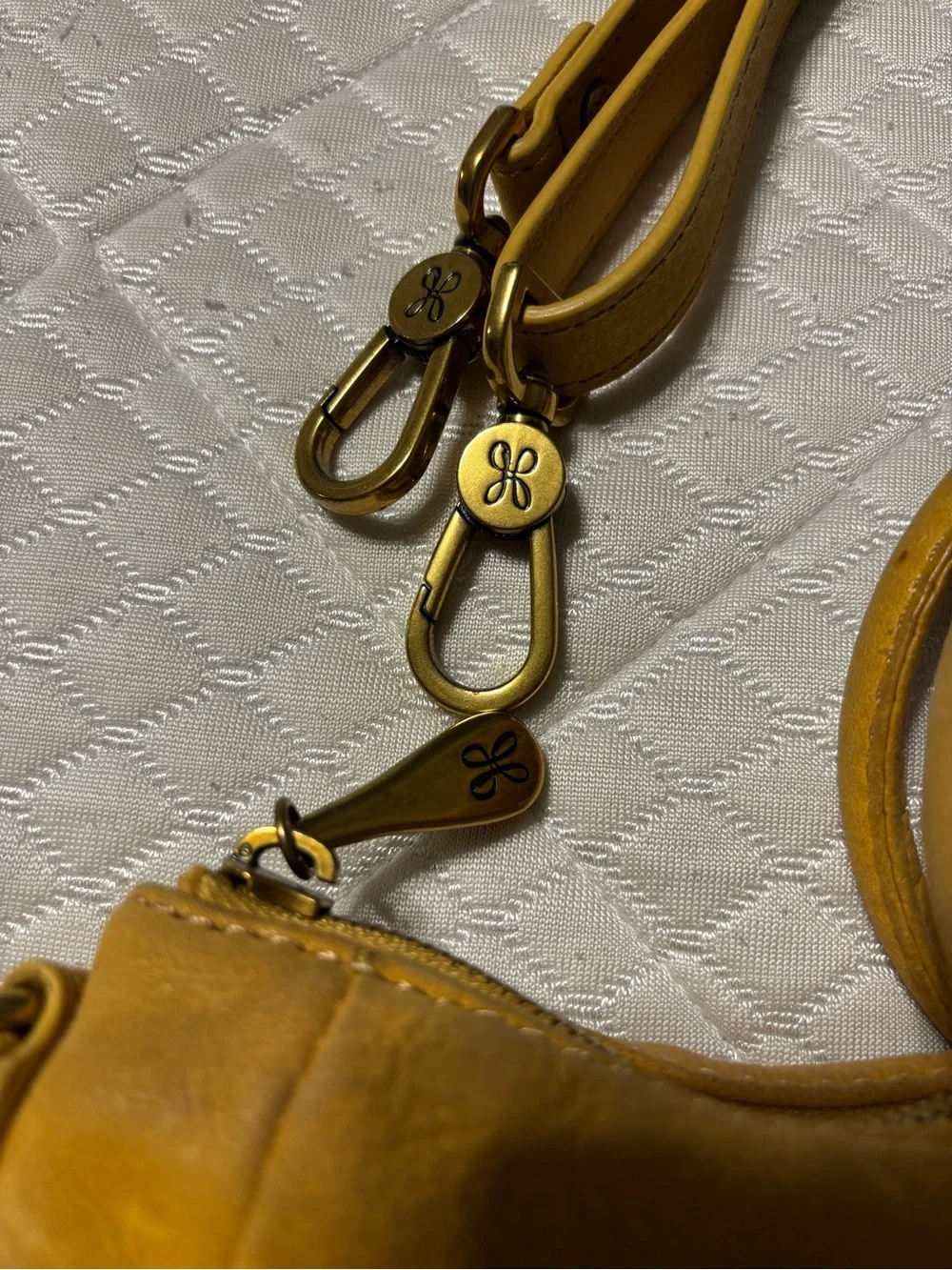 HOBO Medium Sheila Mustard Yellow Leather Bag with Top Handles